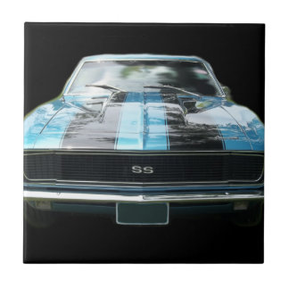 Sky blue SS Camaro with black stripes Tile