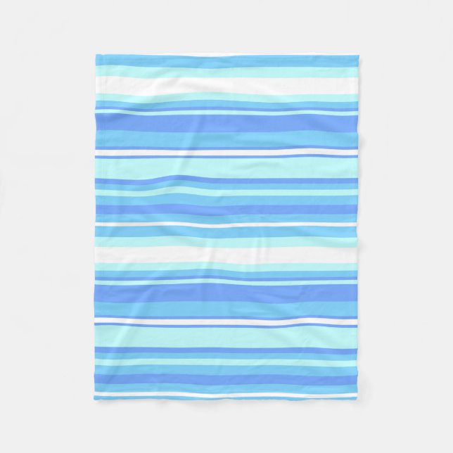 Sky blue stripes fleece blanket (Front)