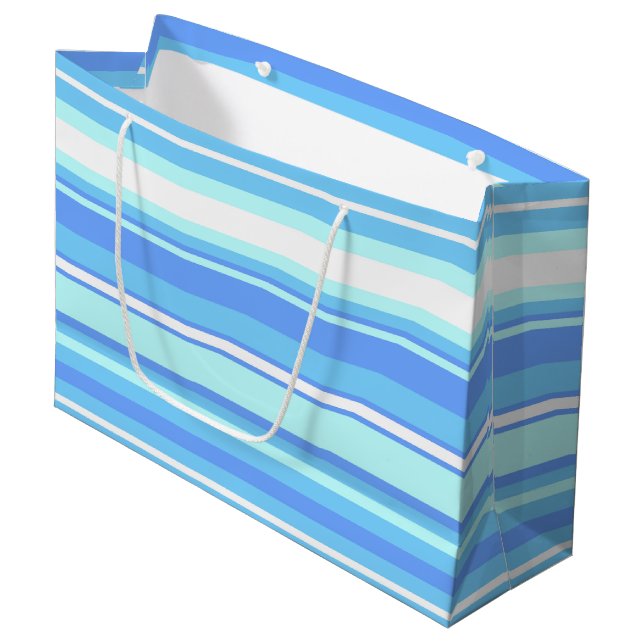 Sky blue stripes large gift bag (Front Angled)