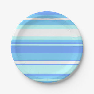 Sky blue stripes paper plate