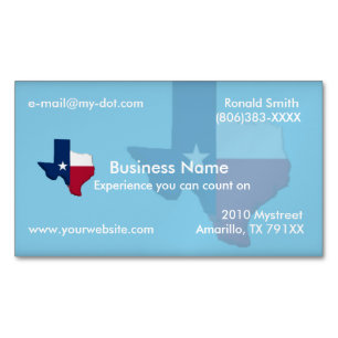 Sky Blue Texas Flag Map Magnetic Business Card