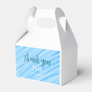 Sky blue thank you add couple name date year text favour box