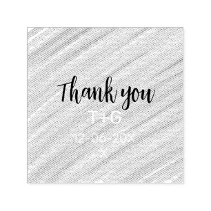 Sky blue thank you add couple name date year text self-inking stamp