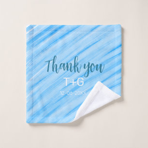 Sky blue thank you add couple name date year text wash cloth