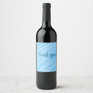 Sky blue thank you add couple name date year text wine label