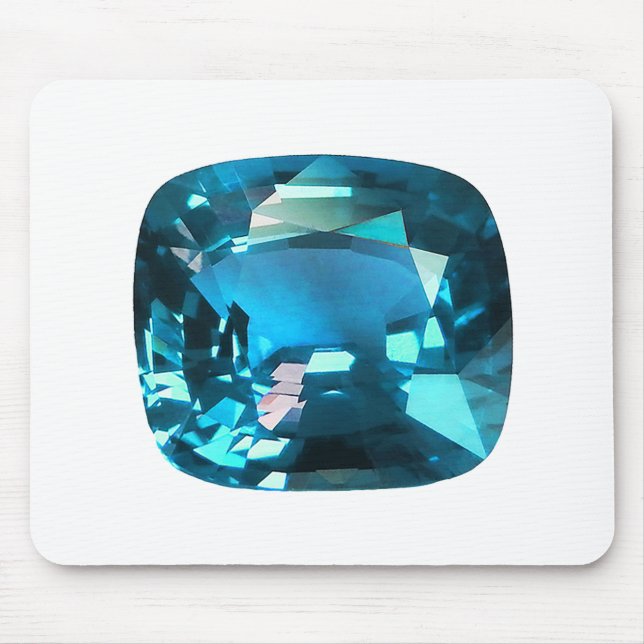 Sky Blue Topaz Cushion Gemstone Mouse Mat (Front)