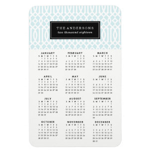 Sky Blue Trellis    2018 Calendar Magnet