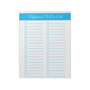 Sky Blue Vertical 8.5x11 Two Column Checklist Notepad
