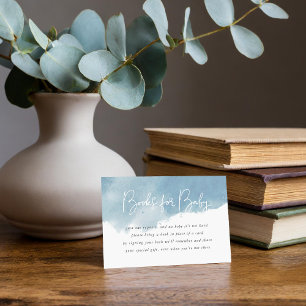 Sky Blue Watercolor Baby Shower Book Request Card