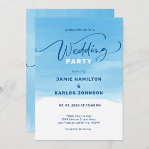 Sky-blue watercolor background elegant typography invitation