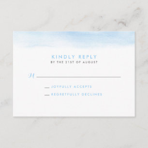 Sky Blue Watercolor Dip Wedding RSVP Card