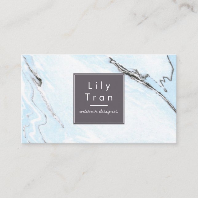 Sky Blue Watercolor Marble Business Card (Front)