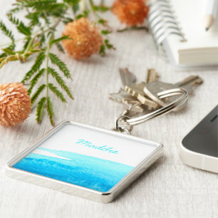 Sky blue watercolor swish key ring