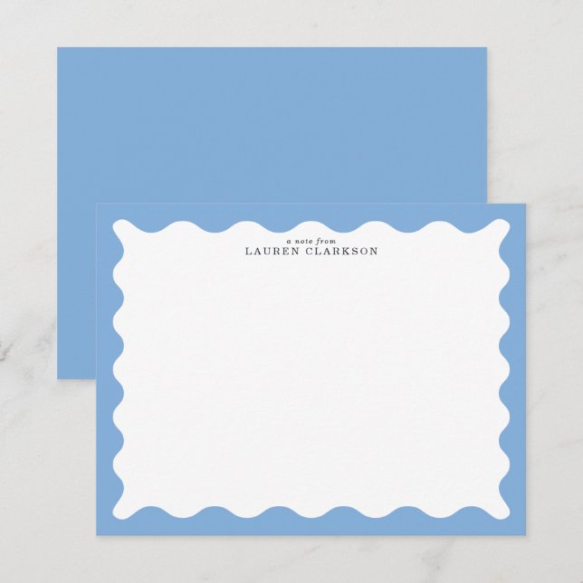 Sky Blue Wavy Frame Note Card (Front/Back)