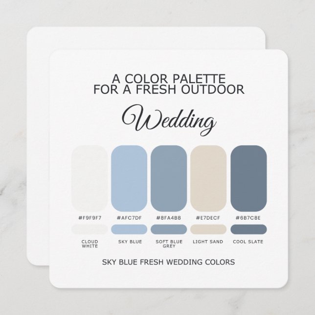 Sky Blue Wedding Color Palette Card (Front/Back)