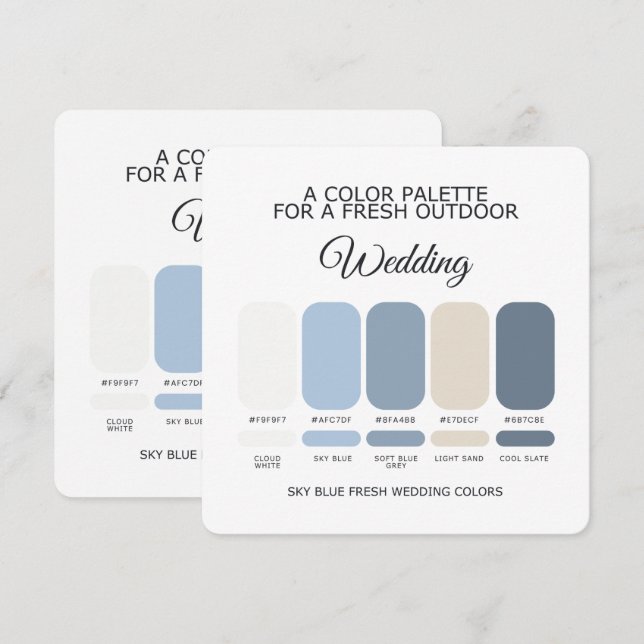 Sky Blue Wedding Colour Palette Card (Front/Back)