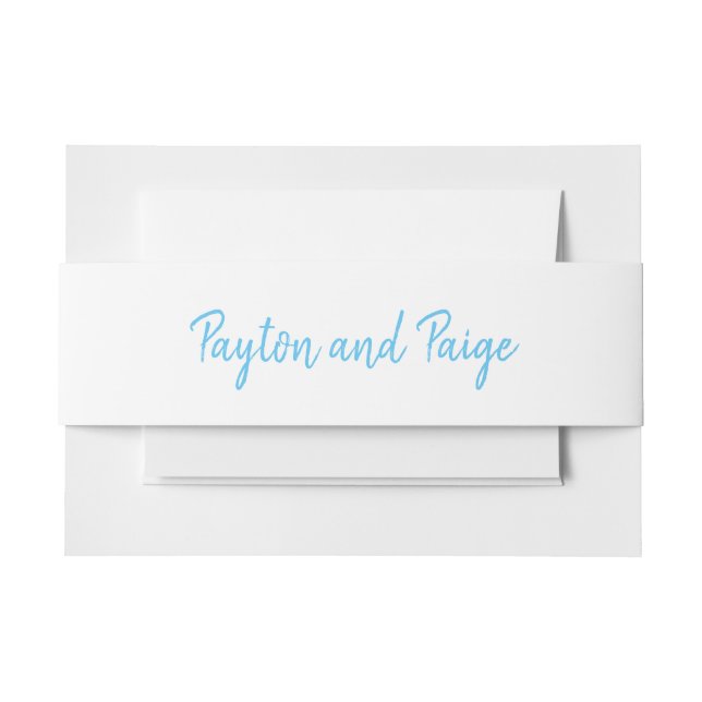 Sky Blue Wedding Invitation Typography Belly Bands Band (Front Example)