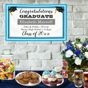 Sky Blue White Congratulations Graduate Graduation Banner