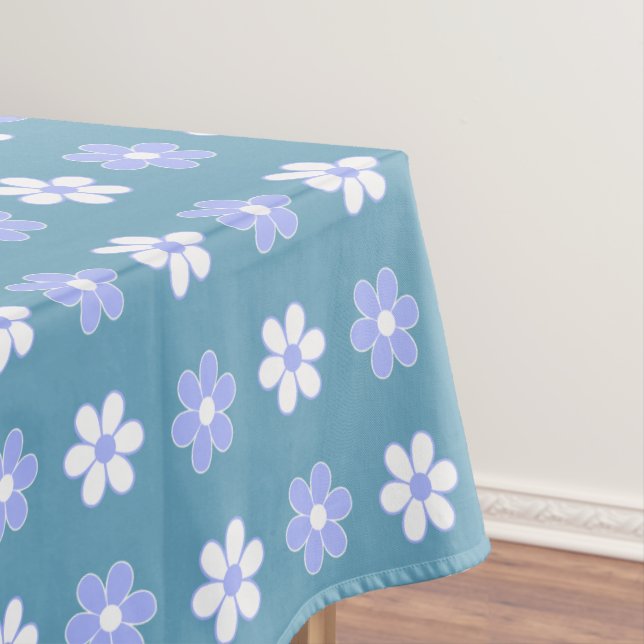 Sky Blue & White Flowers on Blue Tablecloth (In Situ)