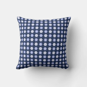 Sky Blue & White Flowers on Royal Blue Cushion