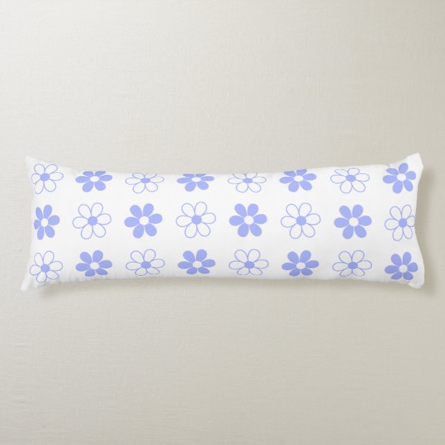 Sky Blue & White Flowers on White Body Cushion (Front)