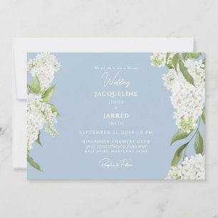 Sky Blue White Hydrangeas Wedding Invitation