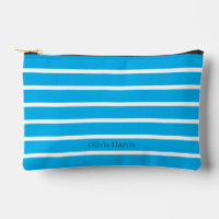 Sky Blue & White Stripe Travel & Make Up Bag