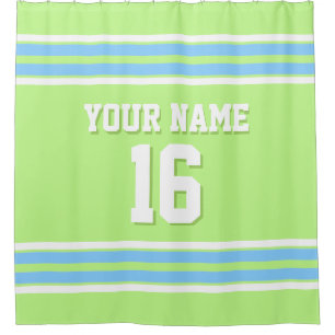 Sky Blue White Stripes Sports Jersey Shower Curtain