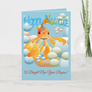 Sky-Blue Wishes Happy Nowruz Goldfish Card