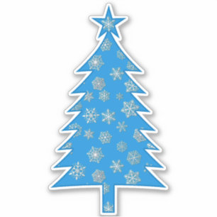 Sky Blue with Snowflakes Christmas Tree Sticker