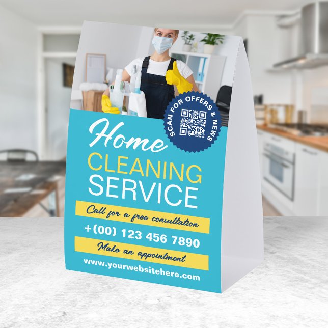 Sky Blue Yellow Home Cleaning Photo & QR Code (Creator Uploaded)