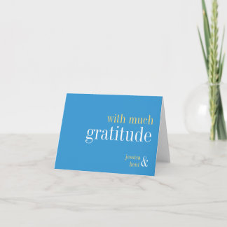 Sky blue yellow typography modern thank you note card