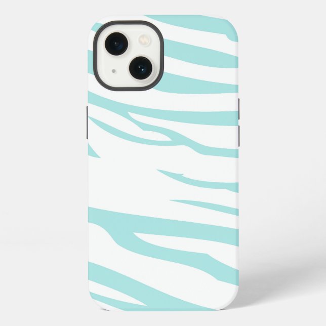 Sky Blue Zebra Print iPhone Case (Back)