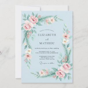 Sky Blush Wildflower Wedding Invitation