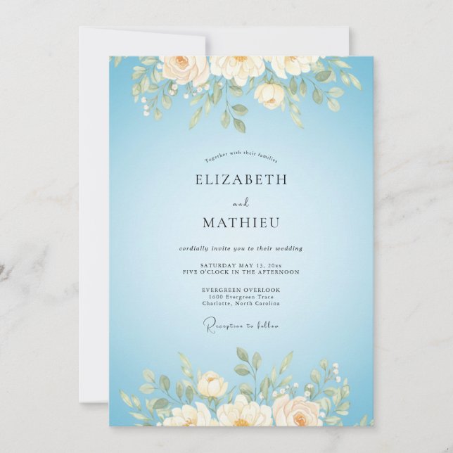 Sky Butter Peony Wedding Invitation (Front)