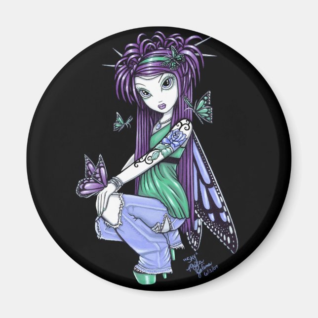 "Sky" Butterfly Rose Fairy Magnet (Front)