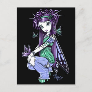 "Sky" Butterfly Rose Fairy Postcard