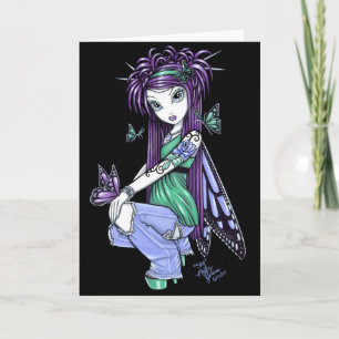 "Sky" Butterfly Rose Tattoo Fairy Card