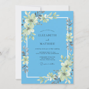 Sky Cerulean Foliage Eucalyptus Wedding Invitation