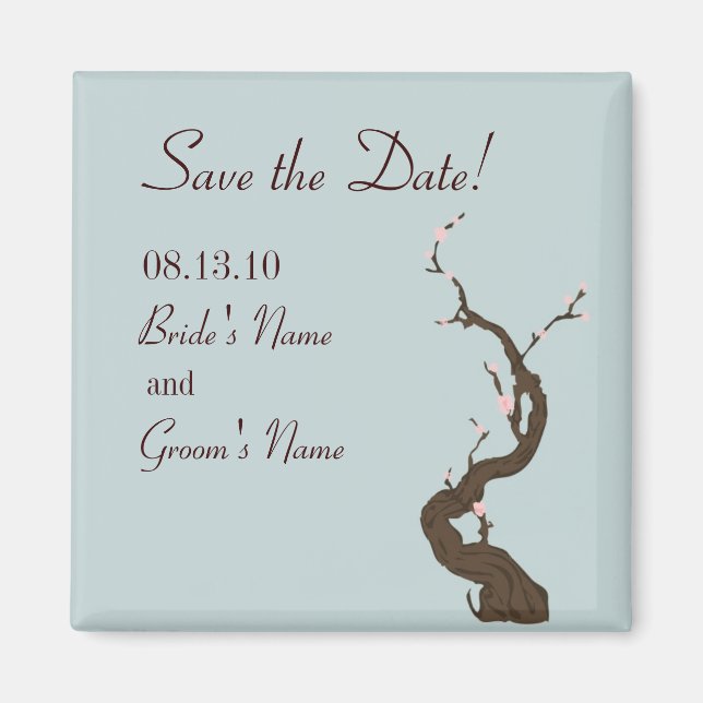 Sky Cherry Blossom Save the Date Magnet (Front)