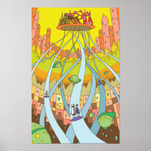 Sky city accessible by high-speed elevator. poster