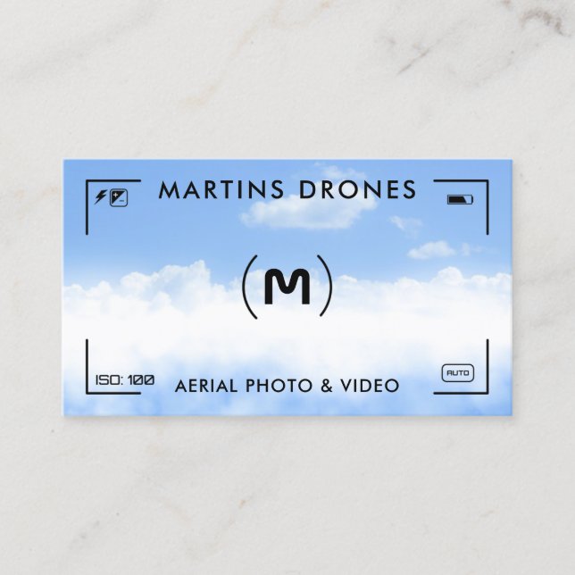 Sky clouds camera aim business card (Front)