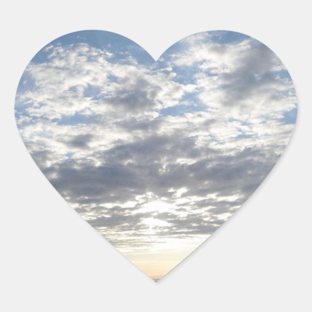 Sky & Clouds Heart Sticker (Front)