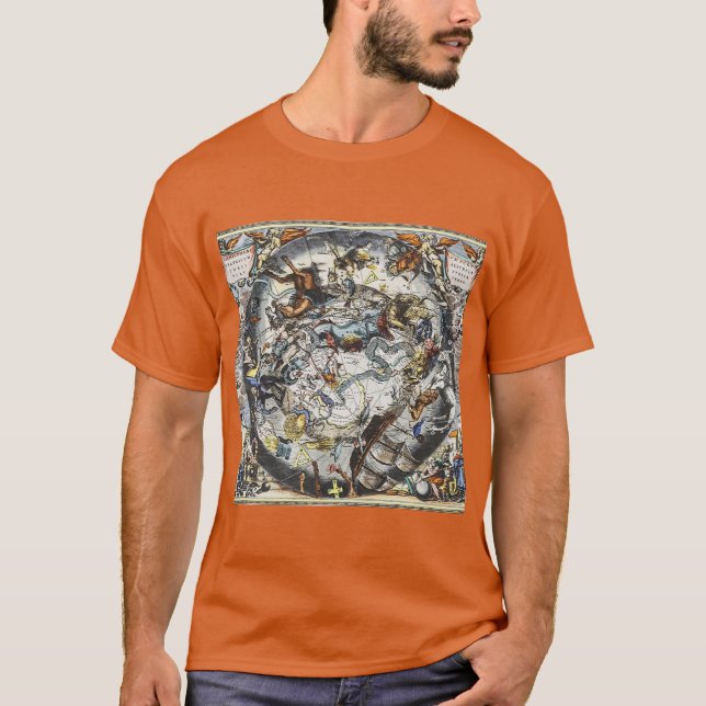 Sky Constellations Vintage Map T-Shirt (Front)