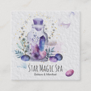 *~* Sky Cosmos Stars Crystals Mason Jar Universe Square Business Card