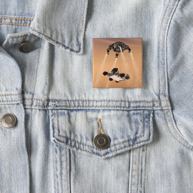 Sky Crane Manoeuvre During Curiosity's Mars Descen 15 Cm Square Badge (In Situ)