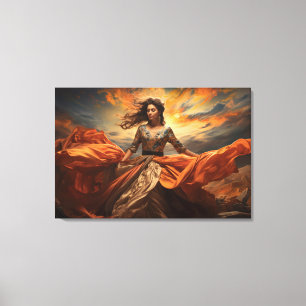 Sky Dancer Portrait of a Woman Silk Dress Canvas Print