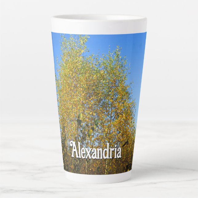 Sky Dancing Autumn Leaves - Large Personalised Latte Mug (Front)