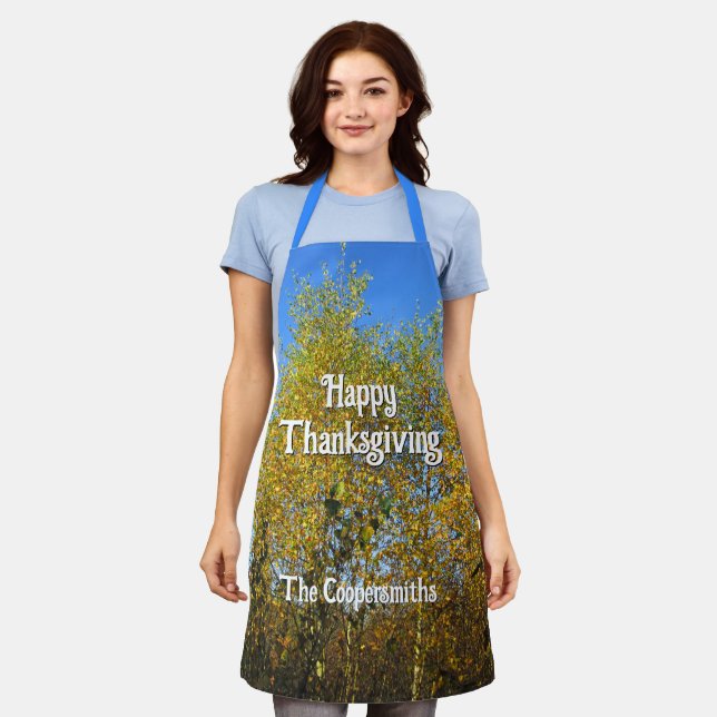 Sky Dancing Autumn Leaves - Personalised Apron (Worn)