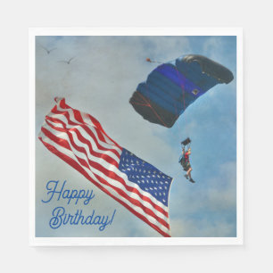 Sky Diving American Flag Napkin